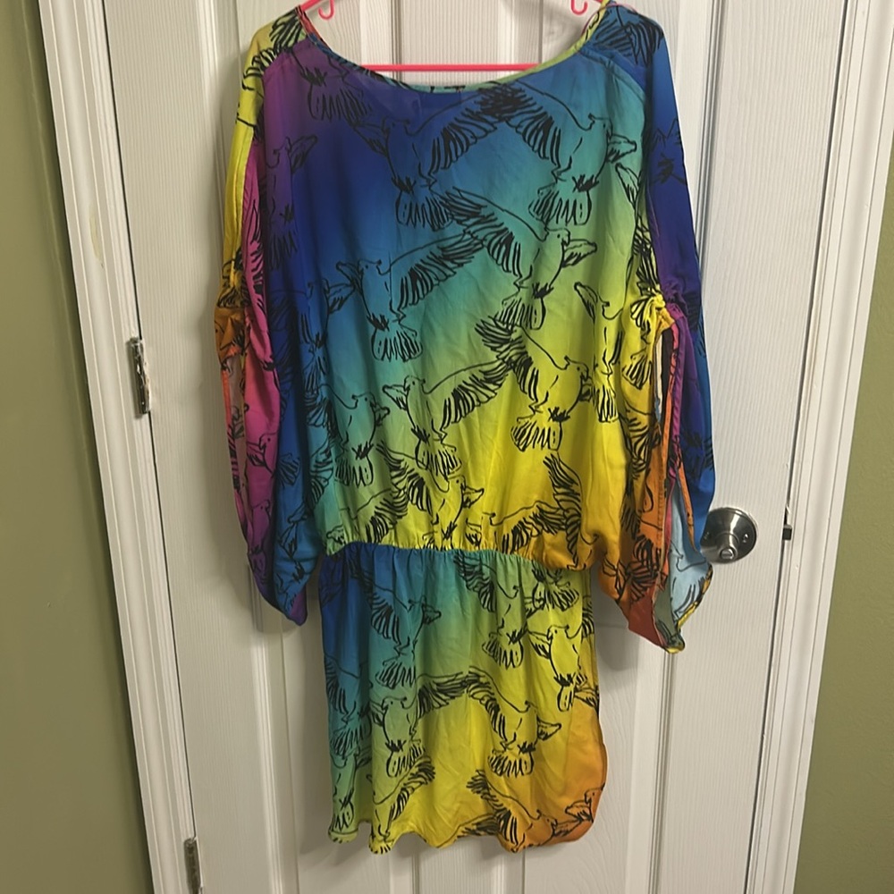 Kurt Geiger Yellow and Blue Oversized Asymmetrical Tunic - Picture 2 of 5